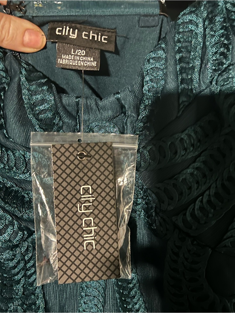 NWT City Chic Teal Slate Embroidered Sleeveless Dress - Picture 2 of 6